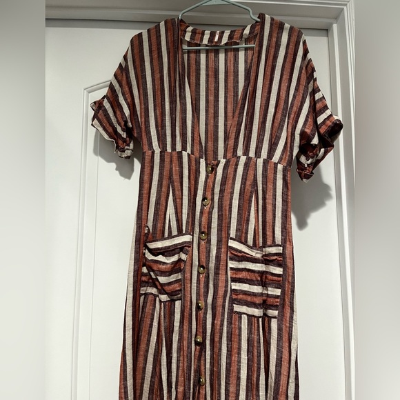 Free People Monday striped linen Midi Dress - XS - Picture 3 of 5